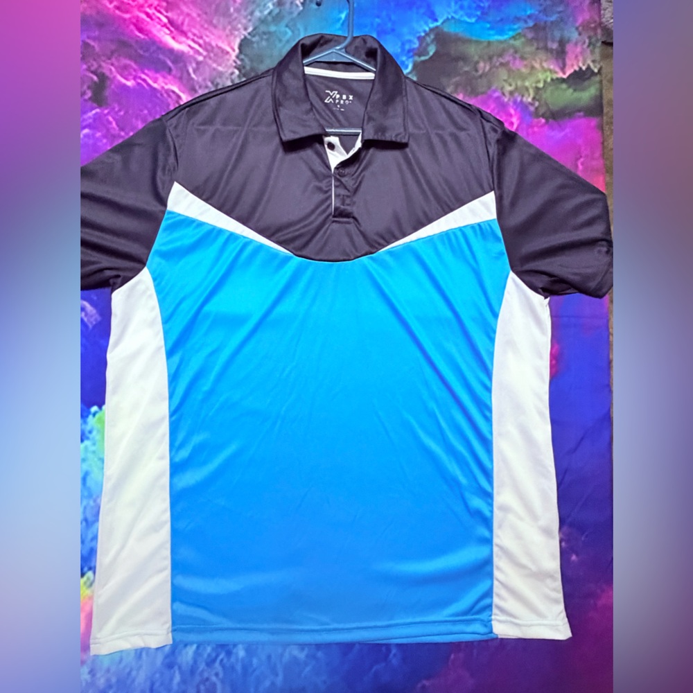 XPBX Navy, Blue & White Men's Performance Golf Polo